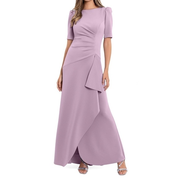 XSCAPE GATHERED MAXI EVENING DRESS ROSE PINK SIZE 8 NEW - Picture 1 of 3